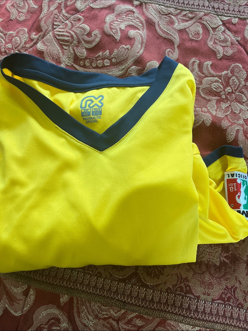 Club América Yellow Soccer Jersey with Navy Blue Trim - Picture 7 of 7